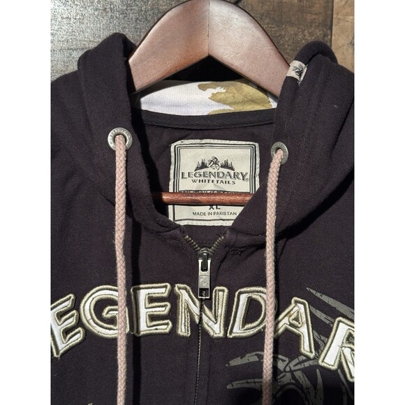 Vintage Y2K Legendary Whitetails Sweatshirt Adult XL Black Full Zip Hoodie Camo - Picture 3 of 13